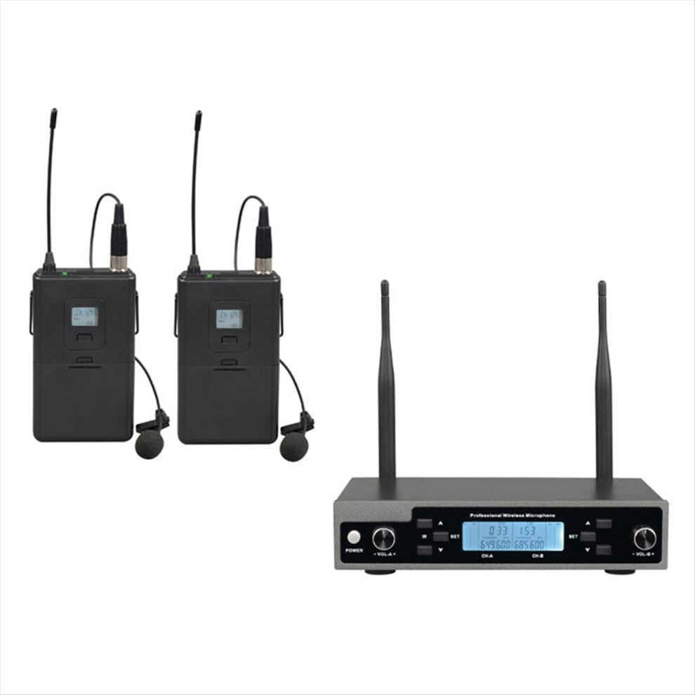Professional Dynamic Lavalier Microphone With Receiver One-To-Two Mic Stage Singing Ktv Audio Karaoke System Eu Plug 4853162236192