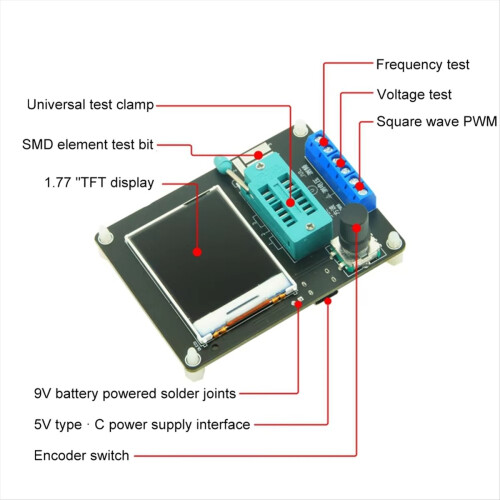 GM328A Transistor Tester Diode Capacitance Voltage Frequency Meter PWM Square Wave Signal Generator Russian Version 2