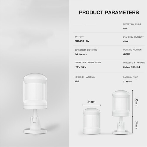 2Pcs TUYA Human Body Sensor ZigBee Motion Security Wireless Connection Light Intensity Gateway PIR 2