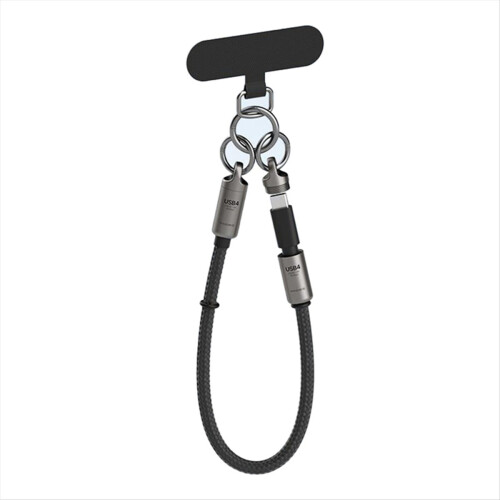 Usb4 Full-Function Wrist Lanyard Line Mobile Phone Ctoc Double-Head Portable Typec Data Cable Grey