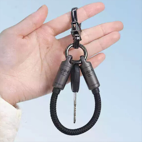 Usb4 Full-Function Wrist Lanyard Line Mobile Phone Ctoc Double-Head Portable Typec Data Cable Grey 2