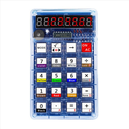 DIY Calculator Kit LED Display Electronic Making with Batteries for Learn Soldering Assembly Practice A
