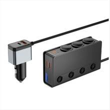 180W Car Charger with One Pull and Three PD+QC3.0 12-24V Multi-Port Phone
