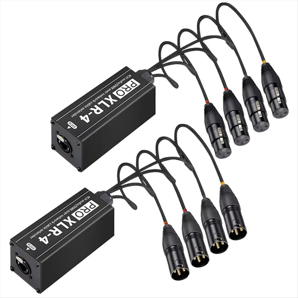 4-Channel Xlr Audio And Network Cable Extender, Dmx512 Signal Extender For Stage Sound Lighting Studio A 4853798043447