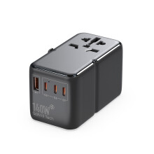 140W Internationals Plug Adapter GaN3 Travel with Universal Outlet 1 USB A 3 Type C Fast Charger EU