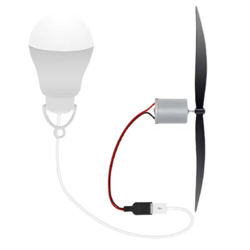 Generator Wind Propeller USB Light Bulb 18cm Length for Power Generation Teaching Experiment
