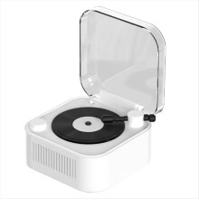 Vintage Turntable Wireless Bluetooth Speaker Long Battery Life Mini Creativity Decorative Sound Box White