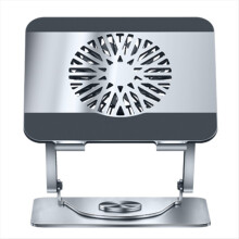 Desktop Notebook Holder 360 Rotation Metal Laptop Raiser with Fan for Gaming Universal Dual Shaft Paid Stand Grey