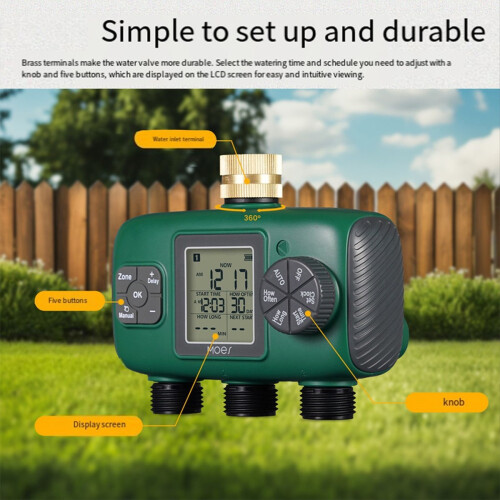 2025 3-Outlet Automatic Water Timer Garden Irrigation Watering System Independents Control Sprinkler Programmer Tools 2