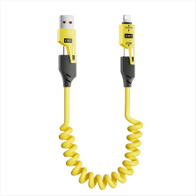 65W USB 4-in-1 Spring Telescopic Fast Charging Type-C to Data Cable for 16 15 1.5M,A