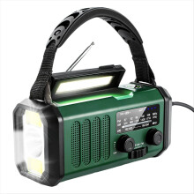 Upgrade 20000mAh Emergency Weather Radio FM/AM/,Hand Crank Radio,Flashlight,Solar Powered for Outdoor Camping Green