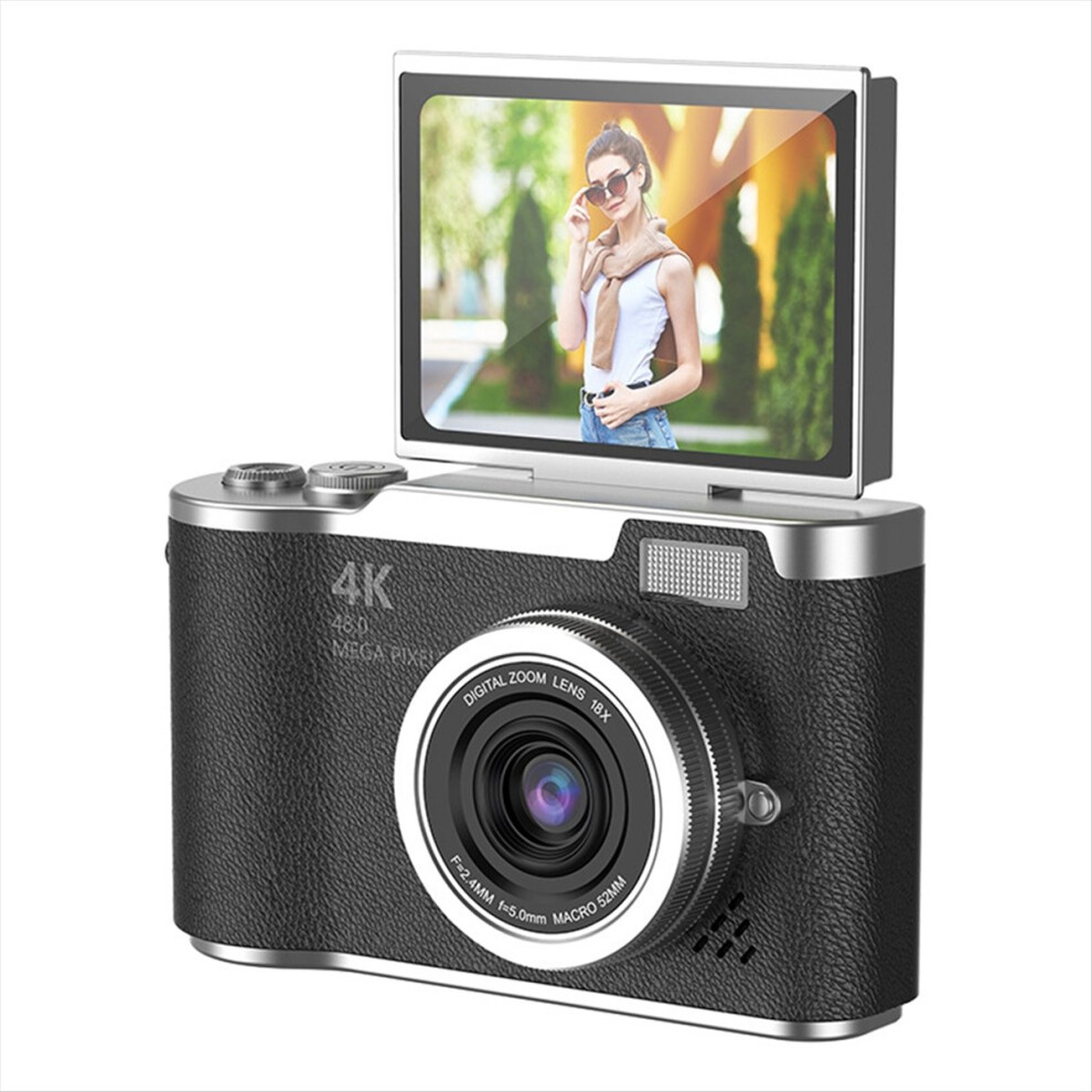 4K Ccd 8X Digital Zoom Camera For Student 48Mp Compact Photography 180 Flip Screen Selfile Black 4853798075271