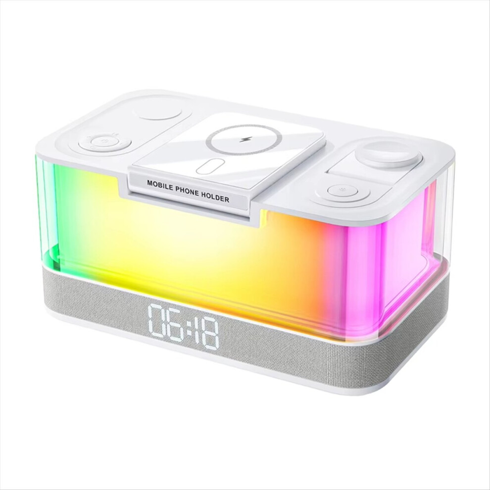 Multifunction Wireless Charger Pad Stand Speaker Rgb Night 15W Fast Charging Station With Clock Light 4853798076001