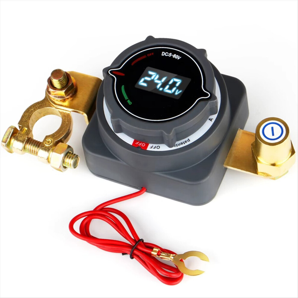 Top Post Battery Disconnect Switch With Voltmeter, Dc 5-80V On Off Power For Marine Boat Rv Car Truck 4853798075110