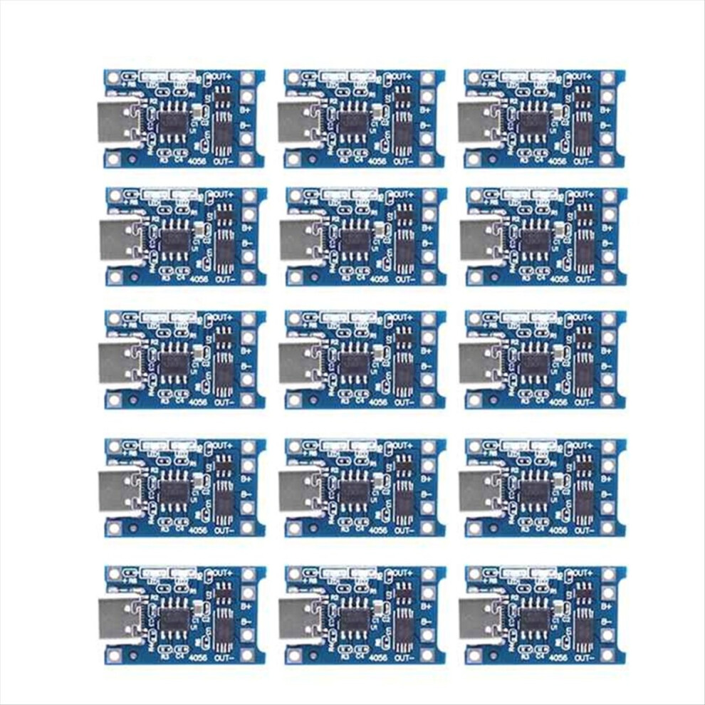 15Pcs Type-C 18650 Lithium Battery Charger Module 5V 1A Charging Board With Dual Protection Functions For Diy Projects 4853798085102