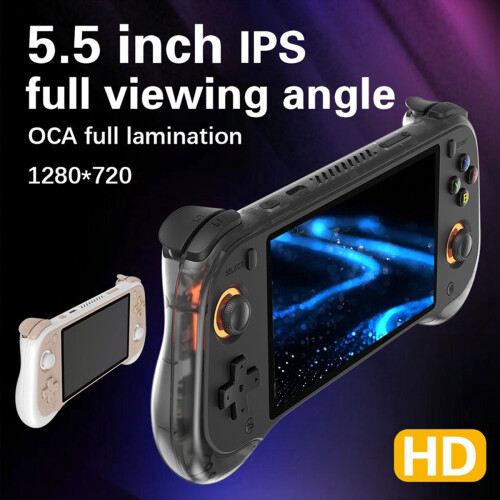 H55 Retro Video Handheld Game Console 5.5inch HD IPS Screen Dual Hall Joystick Player Support 20+ Emulators White 2