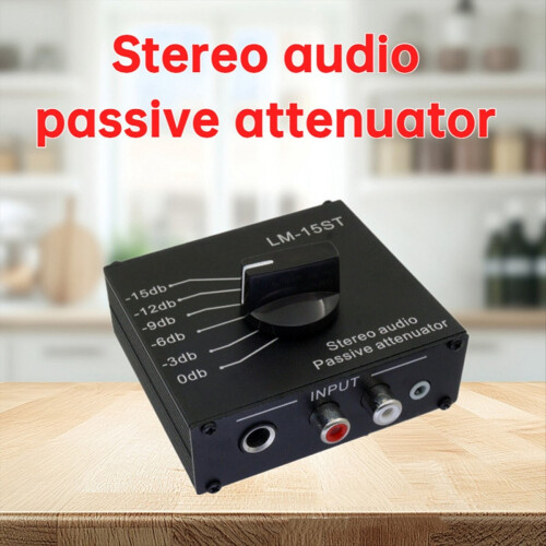 Stereo Audio Passive Attenuator Compatible 3.5mm 6.35mm Interface Six Switch Modes 0db -3db -6db -9db -12db -15db 2