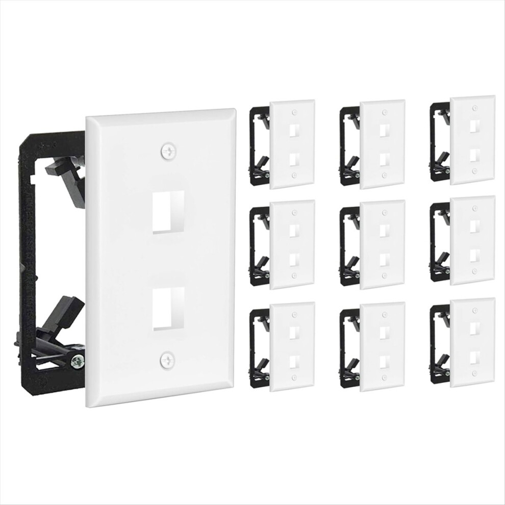 Saudism 2 Port Wall Plate, 10-Pack, Includes Low Voltage Mounting Brackets, For Rj45, Ethernet And Other Keystones