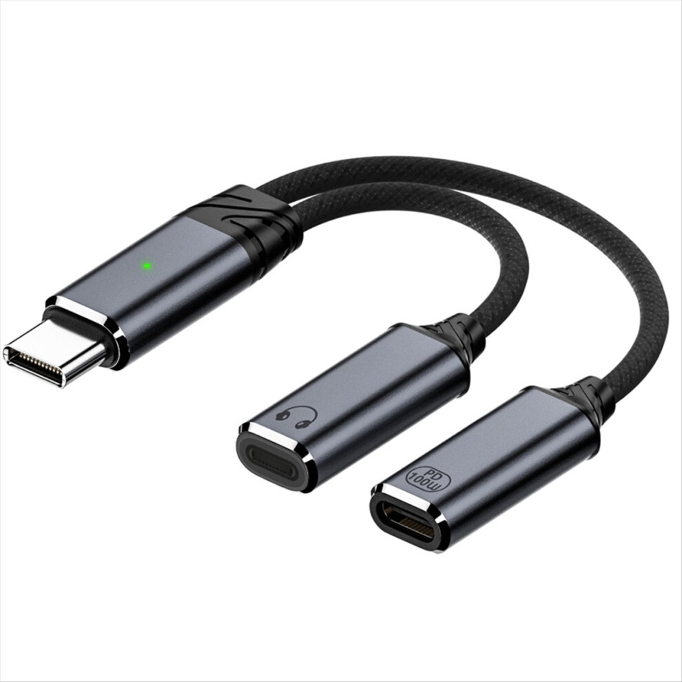 2-In-1 Usb C To For Interface Audio Adapter,Usb Male Headphone Female Converter Dark/Gray 4853798006060