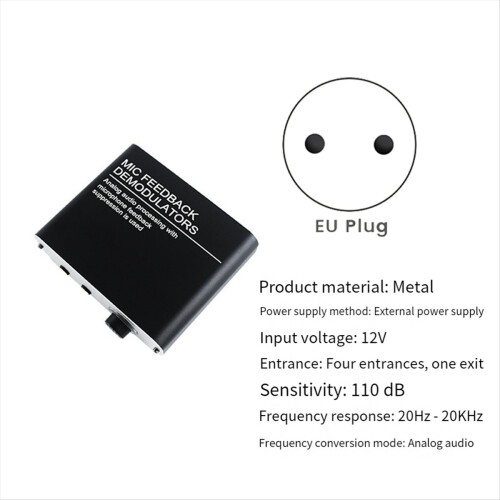 4 Channels Microphone Anti-Howling Device, Front Stage Effector,Suppressor Frequency Shift Equalizer Black EU Plug 2