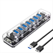 USB HUB Multi 7 Port High Speed USB3.0 Splitter with Micro-USB Power for Laptop PC OTG Adapter