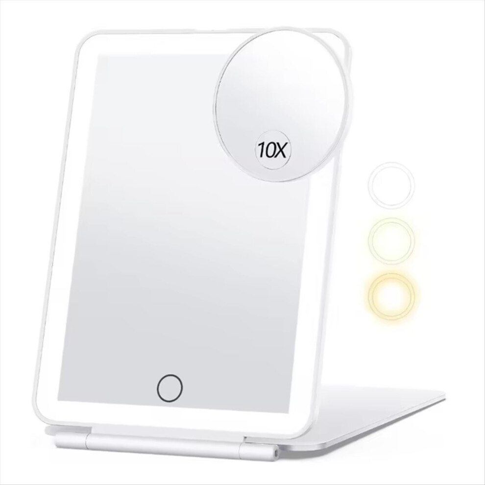 Saudism Light Rechargeable Makeup Mirror With 3 Color S For Travel, Vanity Cosmetic Led Portable Handheld