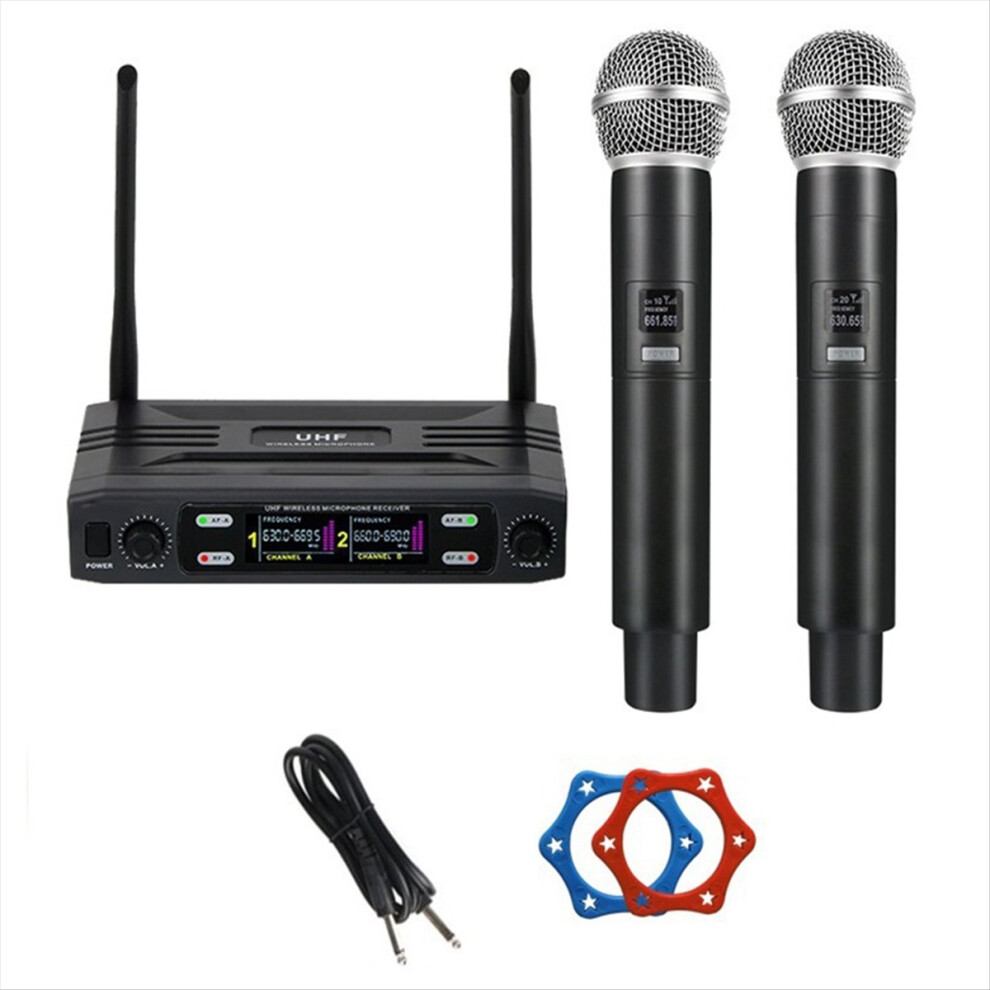 Saudism Dual Channel Professional Wireless Microphone System Uhf Frequency Cordless Dynamic Mic For Karaoke Party Meet Eu Plug