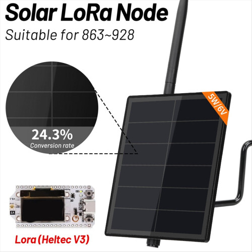 D5 Solar Node with 5V Panel ESP32 LoRa 32 V3 for WiFi Meshtastic LoRaWAN Heltec SX1262 Built in Battery 2
