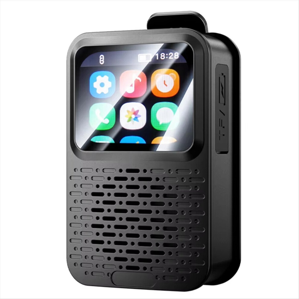 Wearable Smart Speaker Ipx5 Waterproof Screen Powerful Subwoofer Touch Alarm Clock Wireless Player,B 4854219284319