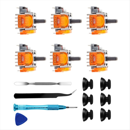 6 Pack TMR Effect Joystick Replacement for Controller 3D Analog Stick Thumbstick Anti-Drift Parts Repair Tools 2