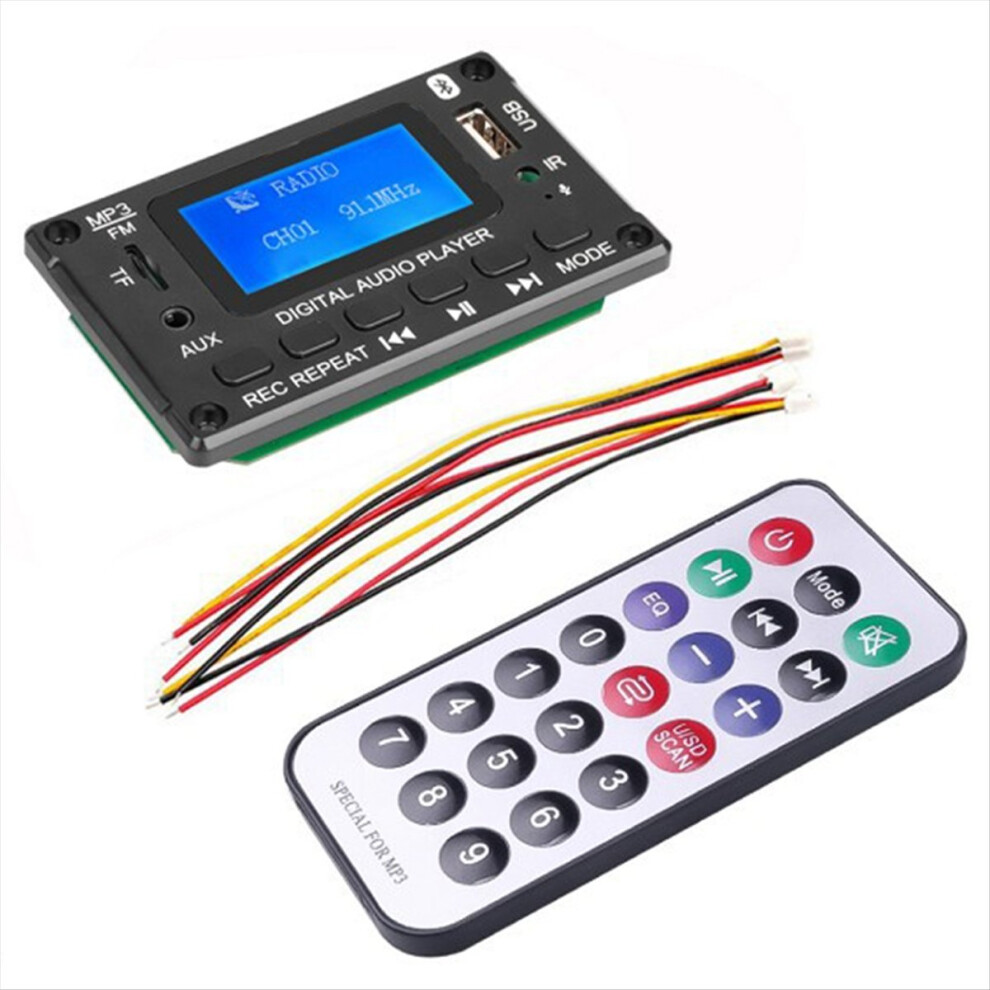 Car Bluetooth Mp3 Decoder Board Lcd Display Mp3 Audio Module Speaker 4853968545719