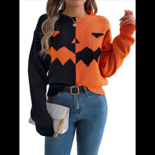 Halloween Sweaters for Women Orange Color M