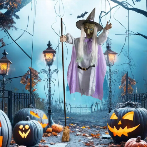 Halloween Decorations - 6Ft Animated Hovering Witch Animatronics Prop 2