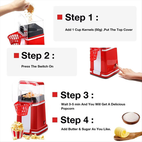 Mini Popcorn Machine for Home Kitchen Movie Christmas (EU) 1