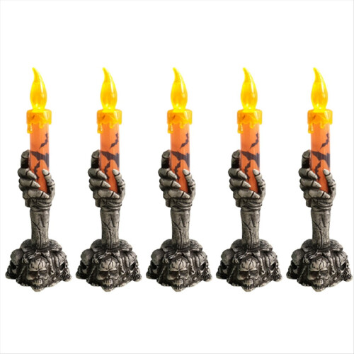 Halloween LED Light Skeleton Ghost Handheld Candle Light Home orange