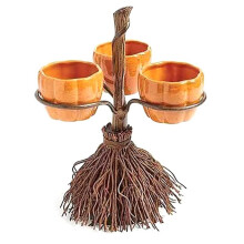 Cute Halloween Resin Pumpkin Bowls on Broom
