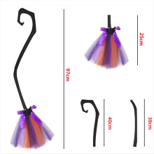 Halloween Dress Up Witch Broom Children Adult Cosplay Props, A Orange