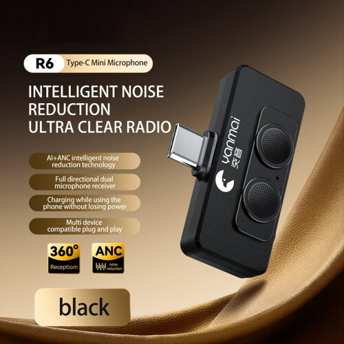 R6 Dual Microphone for Vlogging, AI Noise Reduction, Black 1