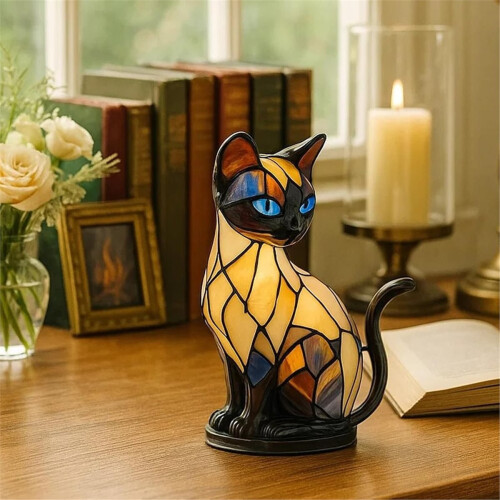 Stained Glass Cat Lamp 1