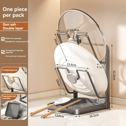 Kitchen Pot Lid Rack with Drainage Tray 1