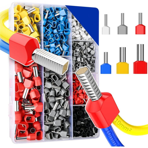 Twin Wire End Ferrules Set,800pcs Insulated Twin Wire End Ferrules