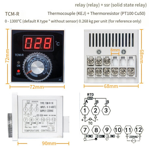 Oven Thermostat,220V TCM-R PID Temperature Control Switch -R 2