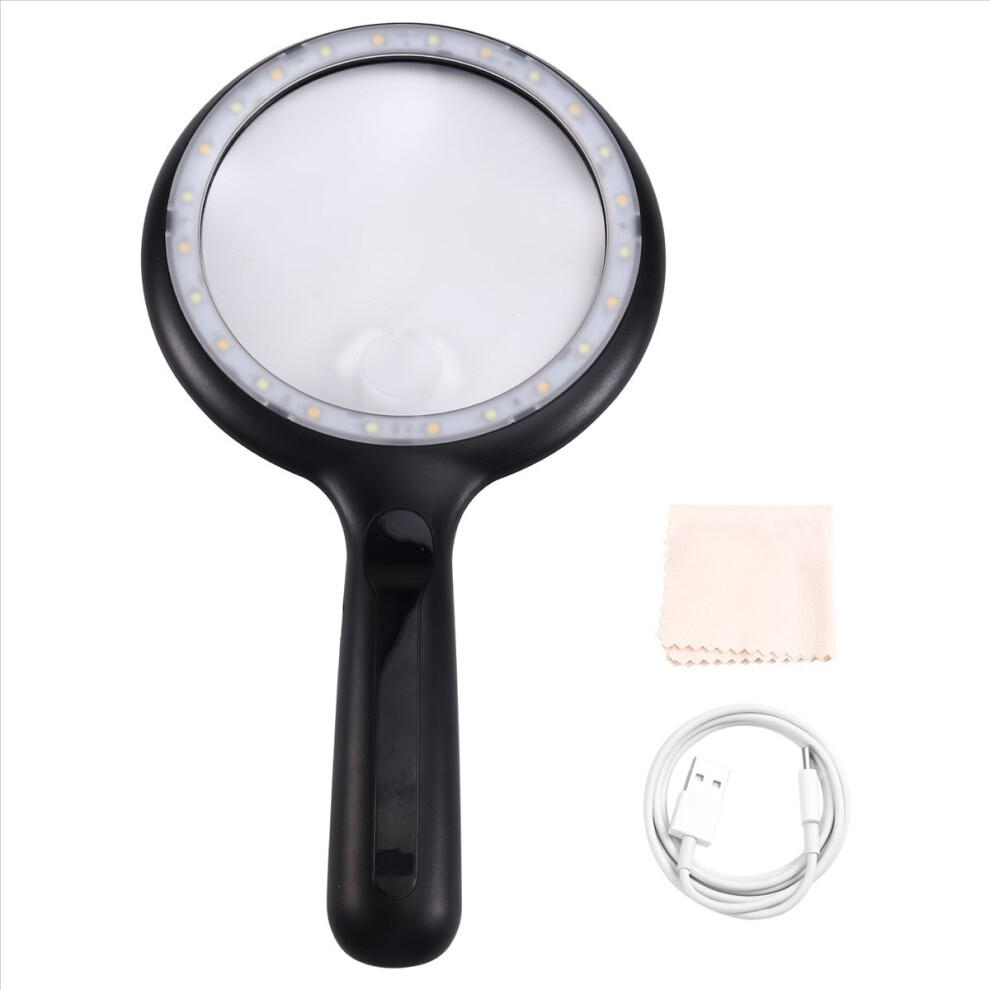 Saudism Light Illuminated Handheld Magnifier Rechargeable Reading Magnifying Glasses With 24 Led Jewelry Repair Tool For Elderly