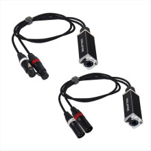 1Pair 2 Channel XLR Network Cable Extender Signal 3Pin Male and Female to RJ45 Ethernet