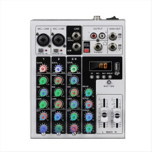 4-Channel XLR Audio Mixer DJ Karaoke Mixing Console Bluetooth 48V Phantom Power for PC MP3 Recording AU Plug