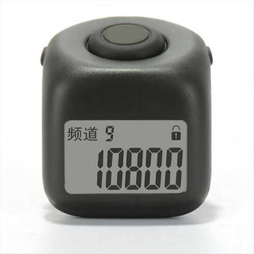 9 Channels Hand Tally Counter Portable FingerRing with Lock Function Prayer Clicker Black