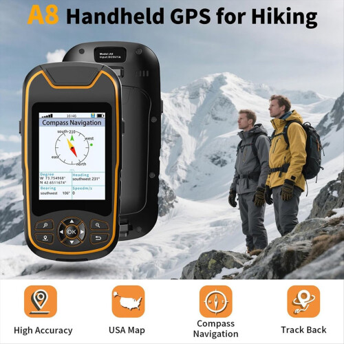 A8 Handheld GPS for Hiking, Multi-GNSS Support, Rugged and Waterproof Navigator Satellite 2