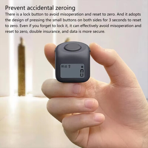 9 Channels Hand Tally Counter Portable FingerRing with Lock Function Prayer Clicker Black 2