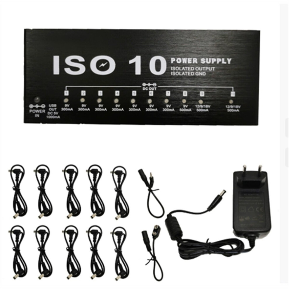 ISO-10 POWER Guitar Effect Pedal Power Supply 10 Isolated DC Outputs/ 5V USB Output for 9V 12V 18V Accessories EU-image-OPC-PMGNV5Z-NEW
