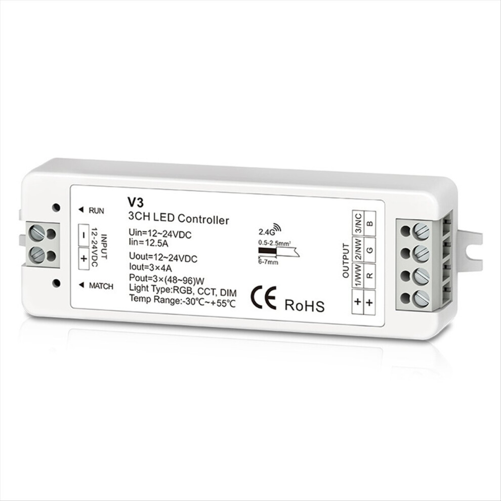 Led Controller 3-Channel V3 2.4G Dc12-24V Stepless Dimming Remote Control Cct Strip Light 4854219221987